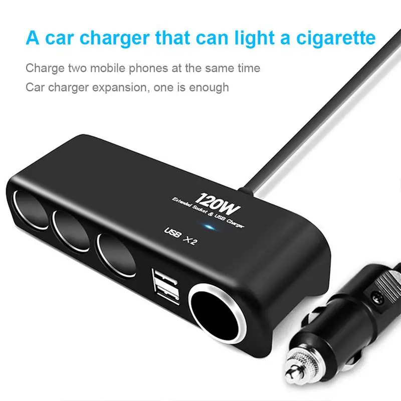 4in 1 Car Charger Adapter Cigarette Lighter Multi Socket Cigar Jack Splitter USB Port Car Charger Auto Power Distributor Adapter