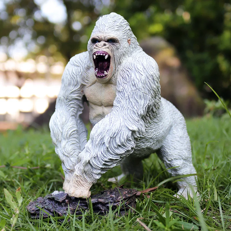 OozDec Realistic Animal and Dino Figures – Giant Gorilla, White Chimpanzee, and Savage T-Rex for Decoration and Collection