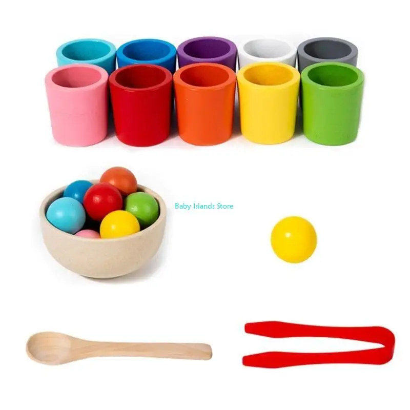 

K92D Safe Friendly Cups Balls Sorting Toy For Toddler Color Cognition Education