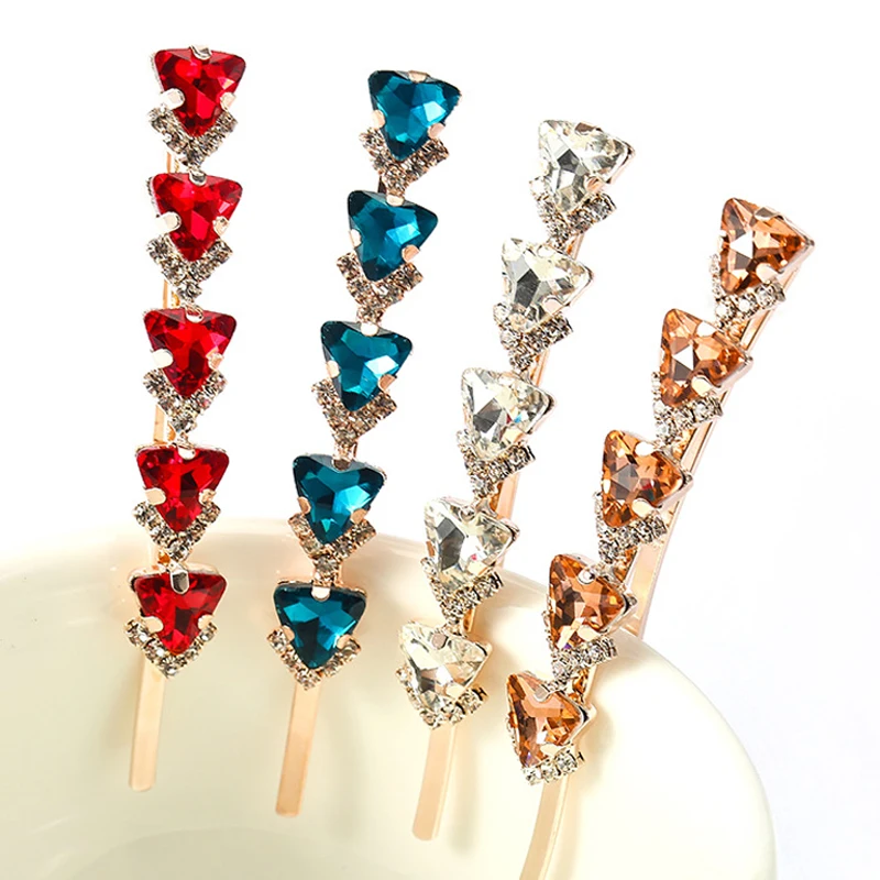 trendy shiny crystal stone hair clip slide rhinestone barrette for women girls party hair accessories