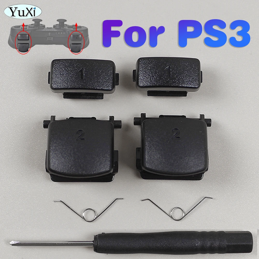 For PS3 Trigger Button With Springs Kit For PlayStation 3 Gamepad Controller Black L1 R1 L2 R2 Key Replacement Repair Parts