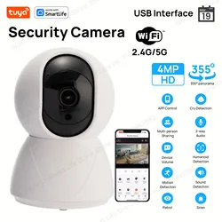 USB 4MP Indoor Camera,2K Security Camera for Baby Monitor,PTZ Wifi Cameras for Home Security,Pet Camera Works with Tuya