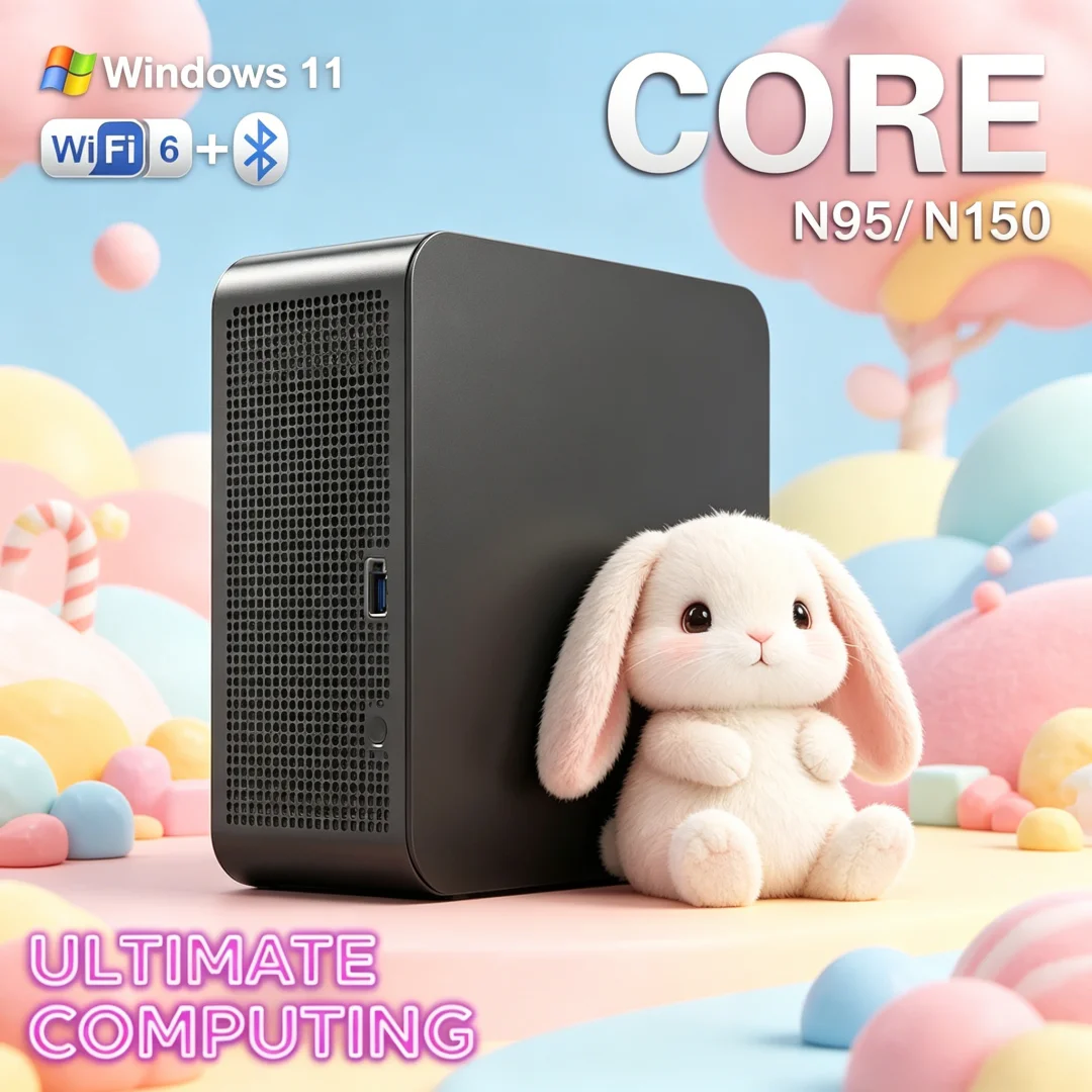 

2026 Solivagant Windows 11 Pro Core N95/N150 Mini PC 16GB RAM 1/2TB M.2 SSD WIFI6 BT5.2 4K 60Hz HD Obscure Mini Gaming Pc Compac