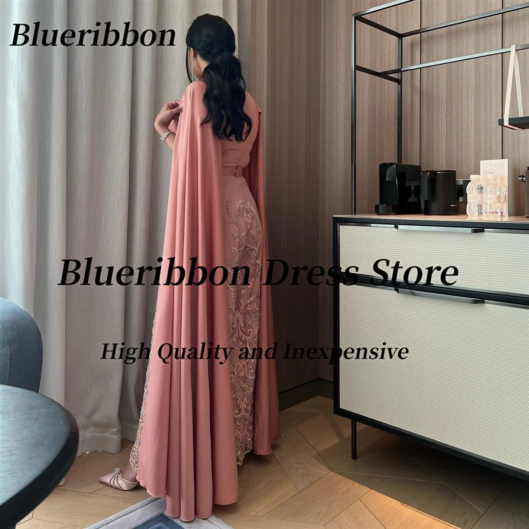 Blueribbon Saudi Arabia Women Wear Jumpsuits for Evening Party Ruched V Neck Prom Dresses Flutter Sleeves Pant Suits Vestidos