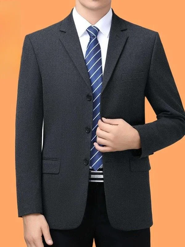 

High-End Woolen Men's Business Casual Suit Three-Button Single-Piece Outerwear for Autumn Winter Dad Style Luxury Coat