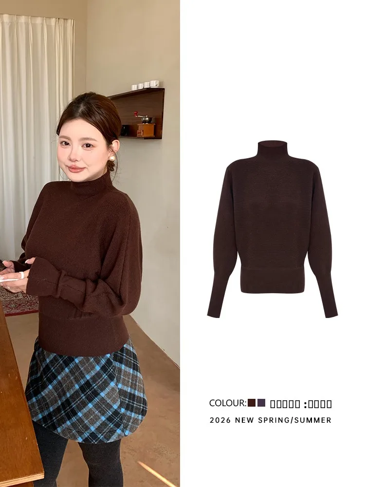 

Faionable mat Pure Color Batwing Sve Knitted Sweater Women's Autumn Winter Base Layer irt plus Size MM V-Ne K...