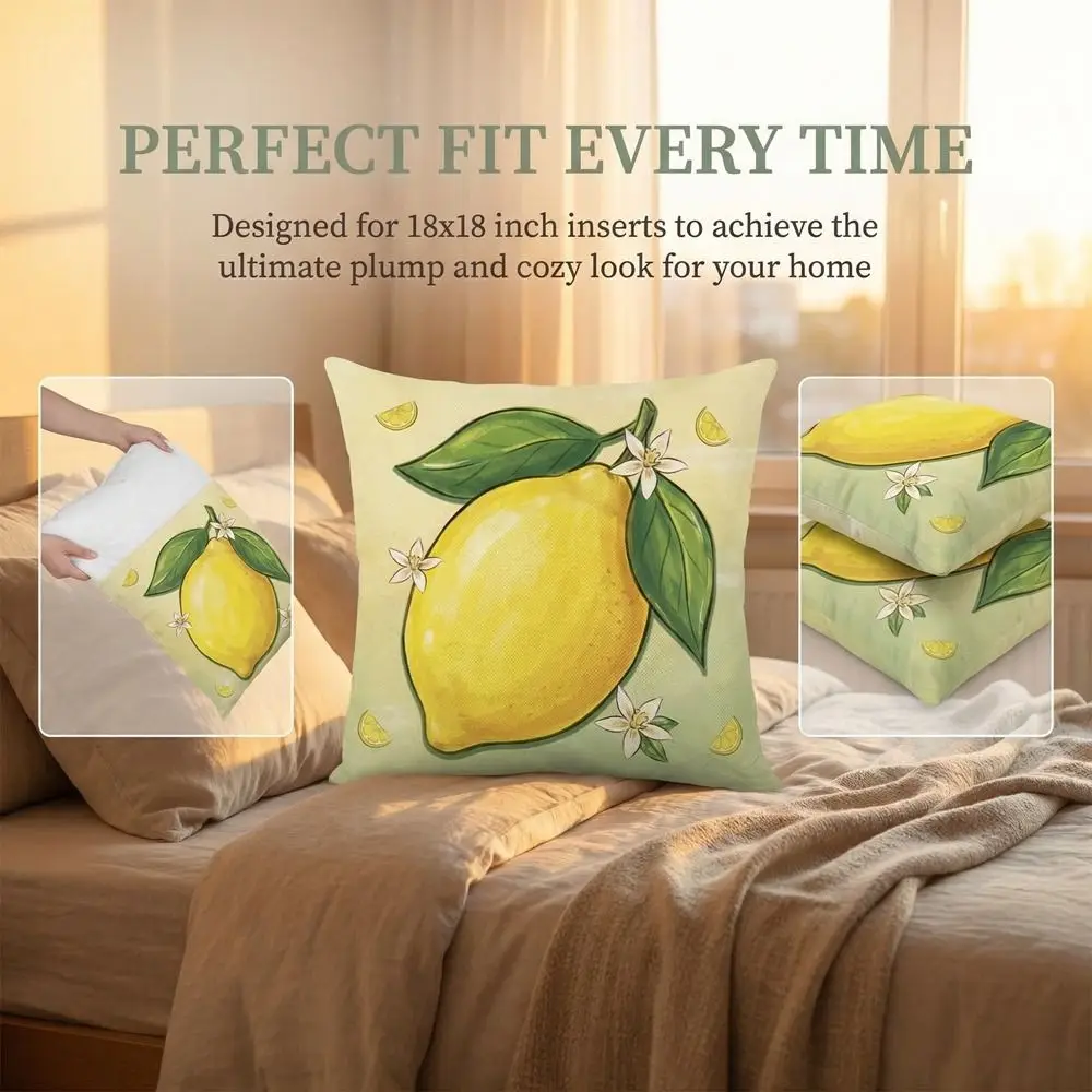 45*45 CM Lemon Pattern Pillowcase Soft Wear Resistant Pillow Covers Washable Fruit Pattern Throw Pillow Case Home Decoration