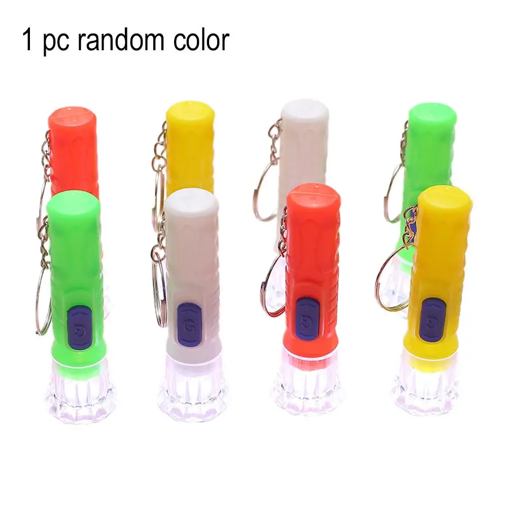 1Pc Random Color Mini LED Keychain Flashlight Portable Convenient Flashlight Child's LED Small Plastic Crystal Transparent E9R0