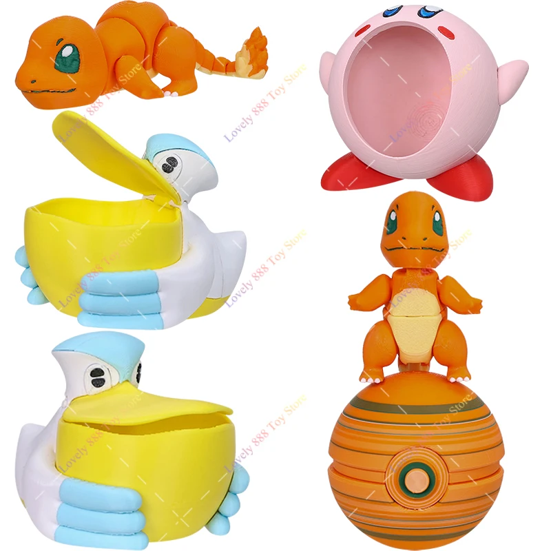 Figuras de acción, caja de almacenamiento de pelipper, adorno de mesa, juguete, figura de Anime impresa en 3D, Charmander y Poke Ball, modelo de muñeca de colección