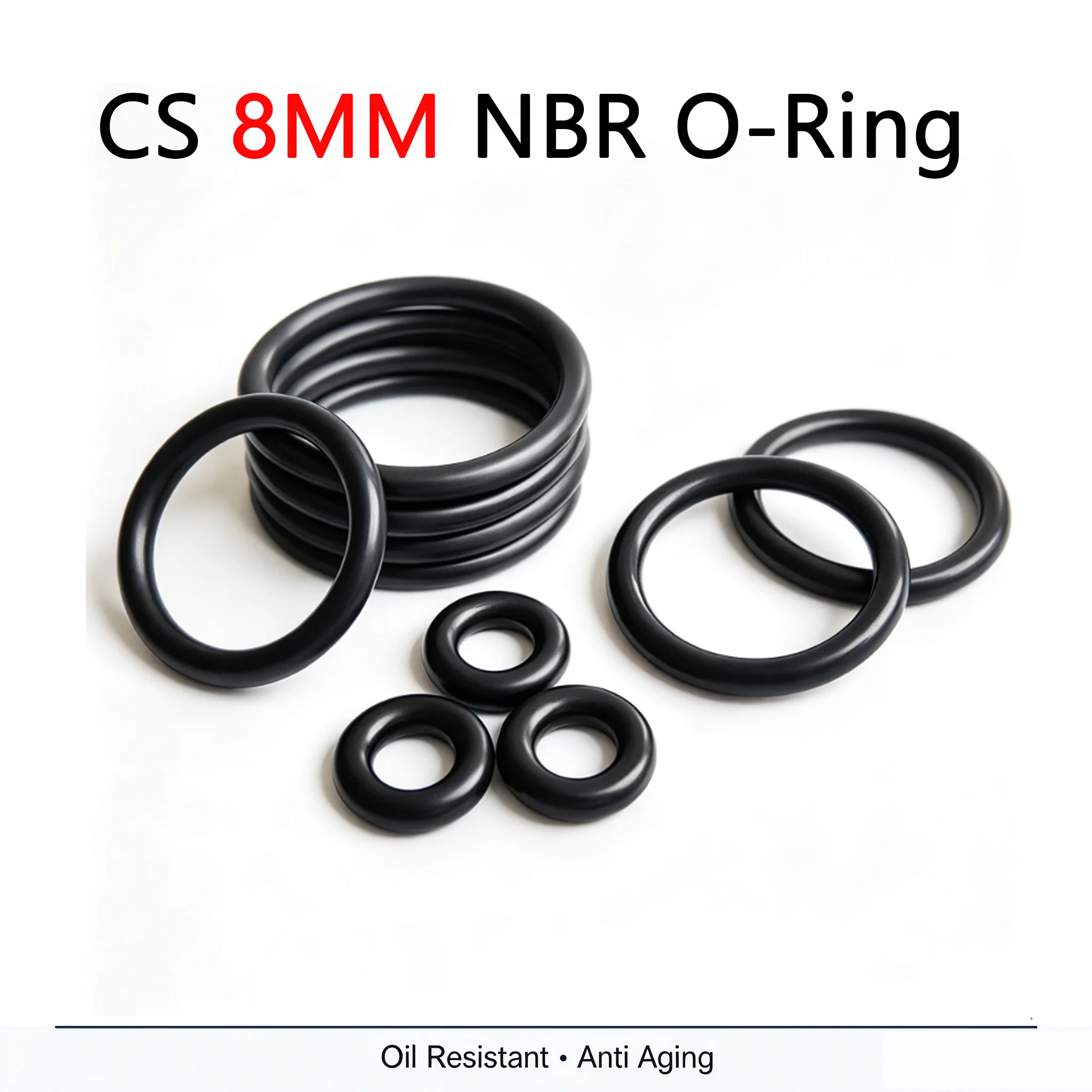 CS 8mm EPDM Rubber O Ring OD 50 to 990 mm Acid Alkali Water and Friction Resistance O-Ring Seals Sealing Washer Gasket ID 34-974