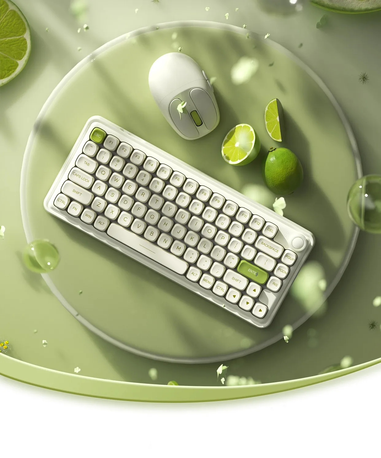 Dareu Z82 Pro Green Lemon Cat's Claw سماعة لاسلكية تعمل بالبلوتوث لوحة المفاتيح 3 نموذج قابل للتبديل السريع RGB الخلفية لوحة المفاتيح الميكانيكية للألعاب