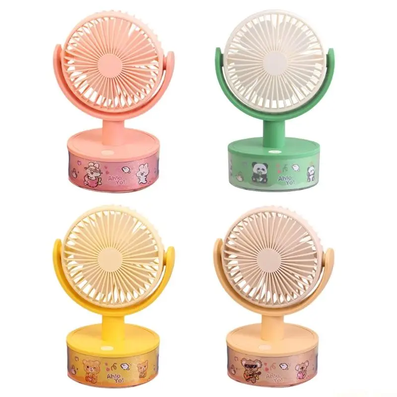 D0AB Desk Fan with Light Small Air Circulation Bedroom Office Air Cooling Fan Plastic Texture Suitable for Bedroom or Outdoor