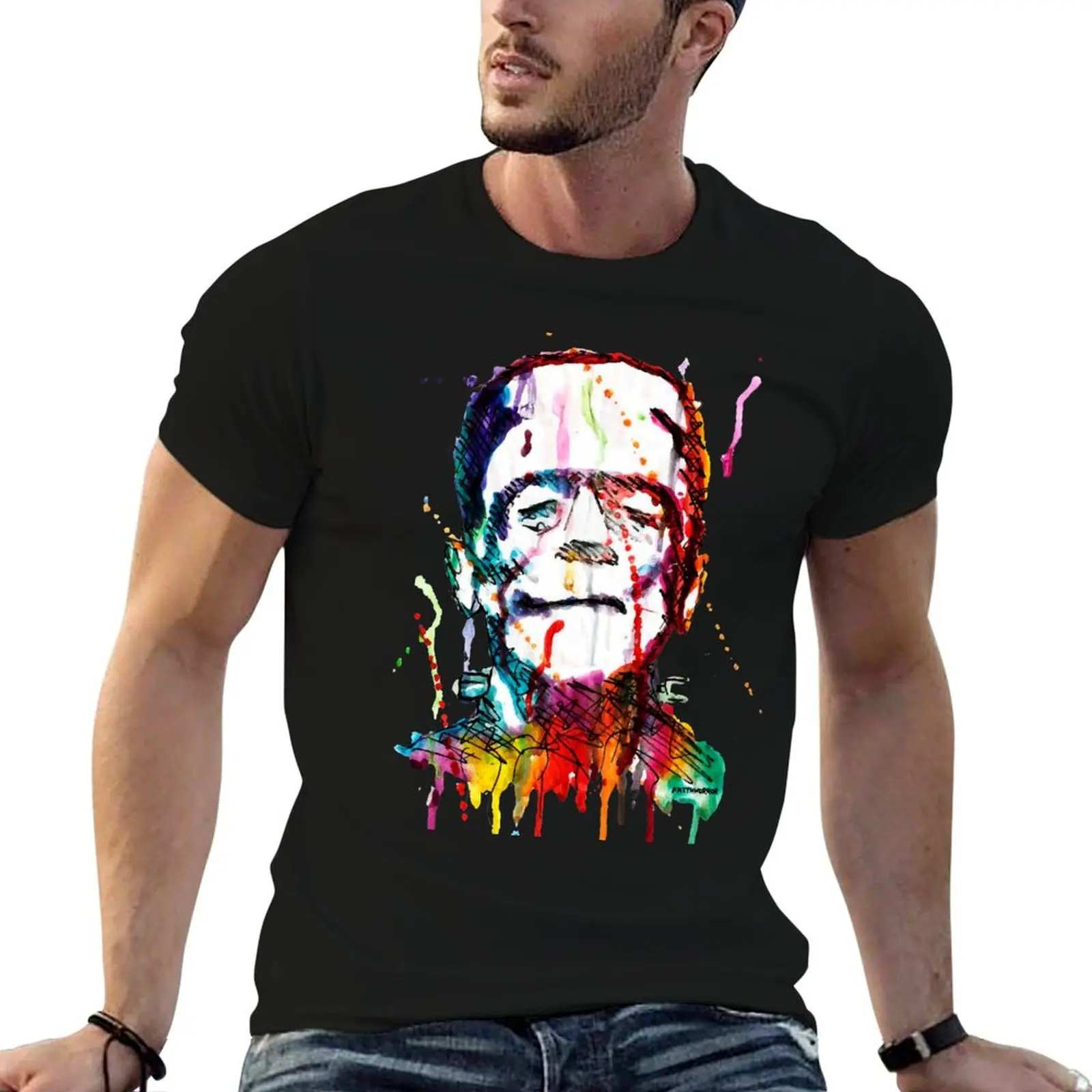 Rainbow Frankenstein T-Shirt Casual Work Wear T-Shirt