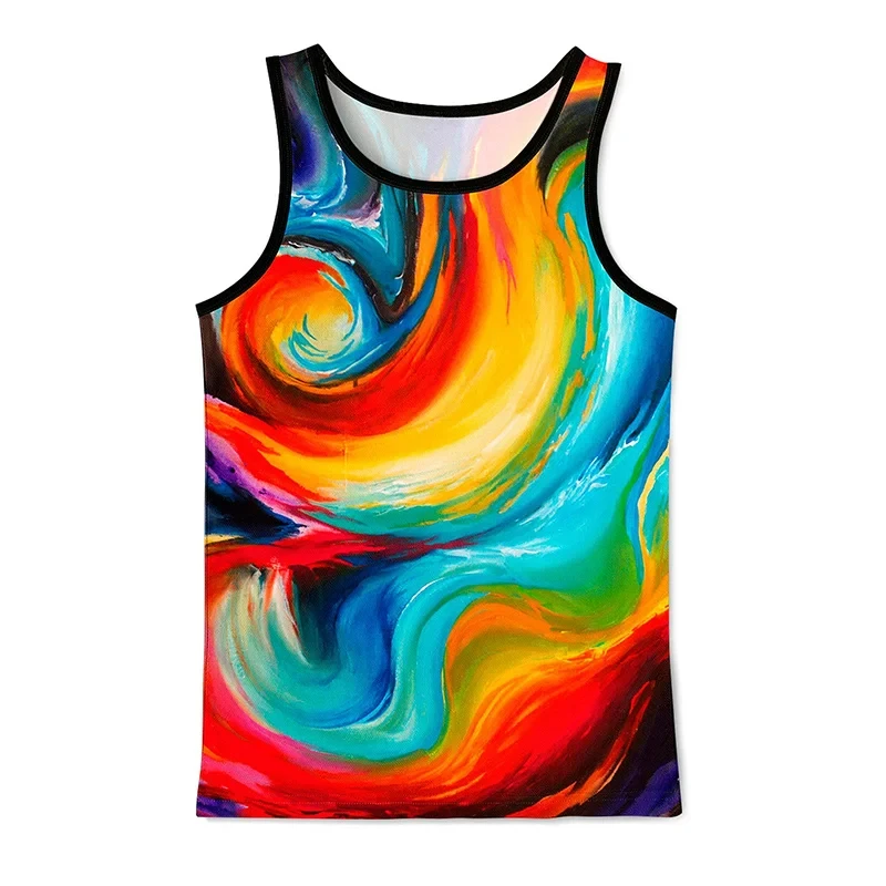 Graffiti PatternTank Top 3D Print Gym Tops Men's Summer Streetwear Basketball Vest Quick Drying Sleeveless T-Shirt Men Clothing