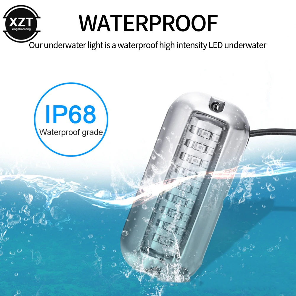 27LED 12V Boat Transom Light Underwater Pontoon Marine Ship Boat Accessories Light Stainless Steel Waterproof Marine Light IP68