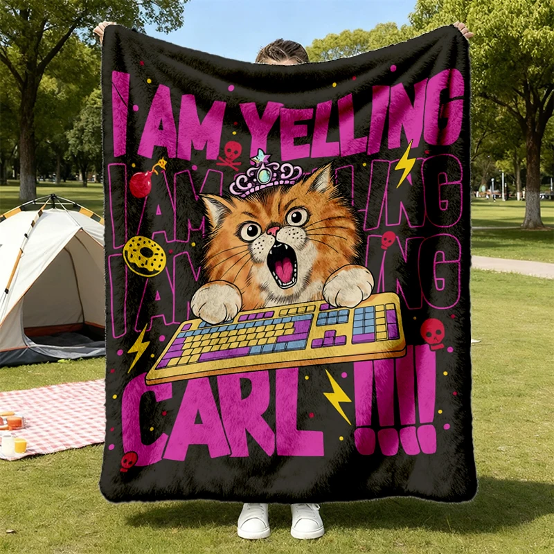 Princess Donut I Am Yelling, Carl  Flannel Blanket, Dungeon Crawler Carl Cat Meme Flannel Throw, DCC Merch