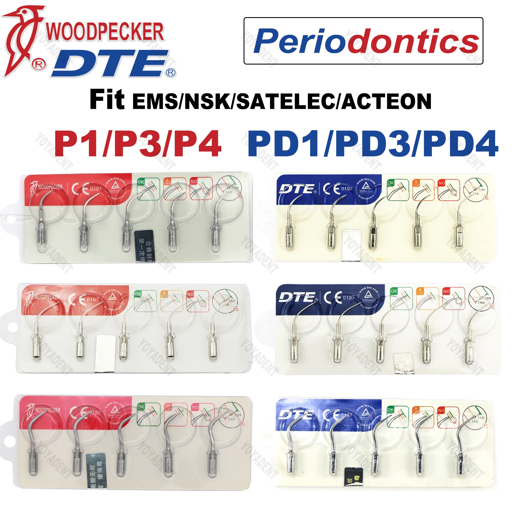 5Pcs Woodpecker DTE Tips Dental Ultrasonic Scaler Tips Periodontics Tips Fit EMS NSK SATELEC ACTEON Scaler Handpiece