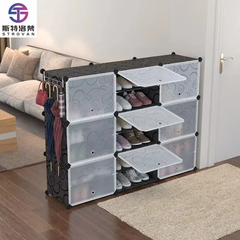 Plastic Shoe Rack Simple Designs Different Style Shoe Cabinet Modern Dust Proof for Sale