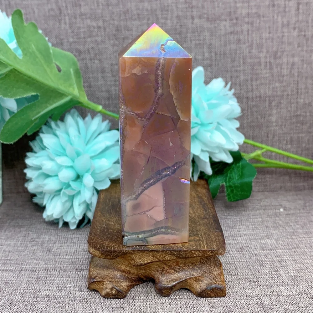 

Quartz Stone Electroplate Agate Column Polished Tower Crystal Energy Healing Energy Stone Room Ornament Home Decor Gift