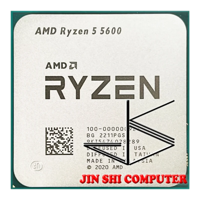 NOWOŚĆ AMD Ryzen 5 5600 R5 5600 3,5 GHz 6-rdzeniowy 12-wątkowy procesor CPU 7NM L3=32M 100- 000000927   Gniazdo AM4 bez wentylatora