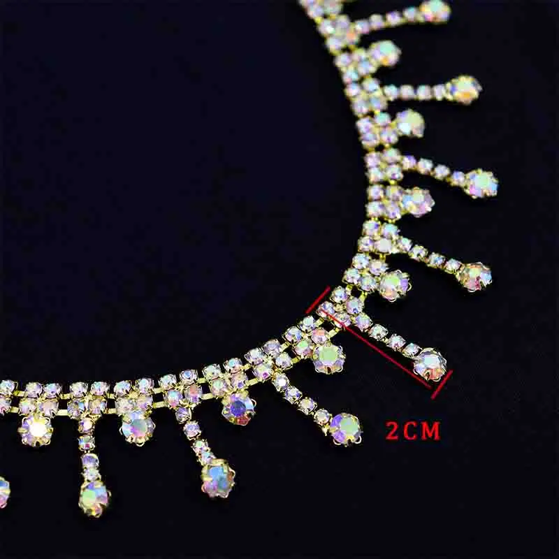 10Yards Rhinestone Fringe Trim Sparkle Diamond Rhinestone Tassel Chain Crystal Belt Clothing Bag DIY Wedding Decoration Gift
