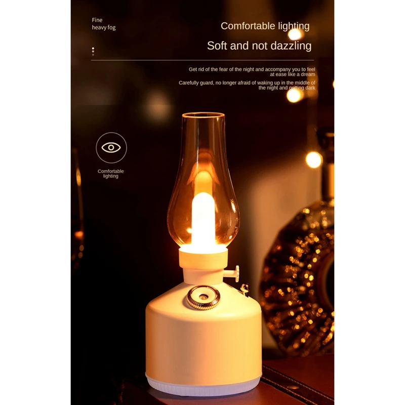 280Ml Air Purification Humidifier With Colorful LED Night Light For Bedroom White