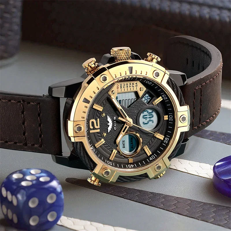 FEICE Men\'s Quartz Watch Original Wristwatch Multifunctional Waterproof  Sport Watch for Men Creative Fashion Watch FK038
