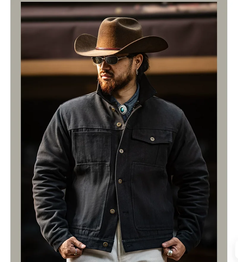 Winter New Arrivals Men's Thickened Shearling Denim Canvas Work Jacket