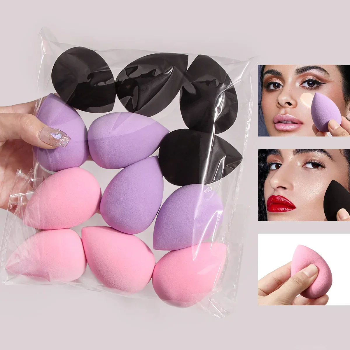 Esponja de maquillaje Multicolor para mujer, 12 Uds., licuadora, huevo de belleza, esponja cosmética, esponjas suaves para base en polvo, accesorios