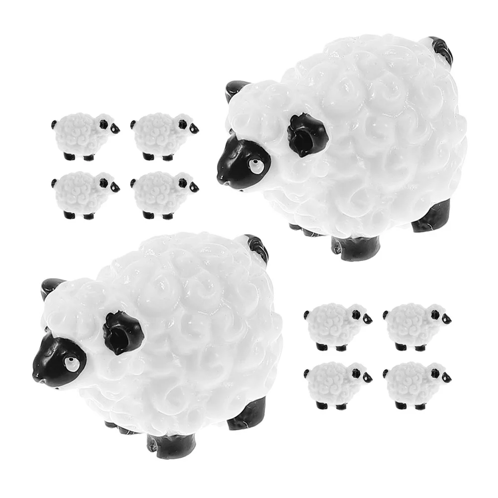 10 Pcs Succulents Micro Landscape Sheep Ornament The Animal Garden Statues Ferns Small Goat Decor