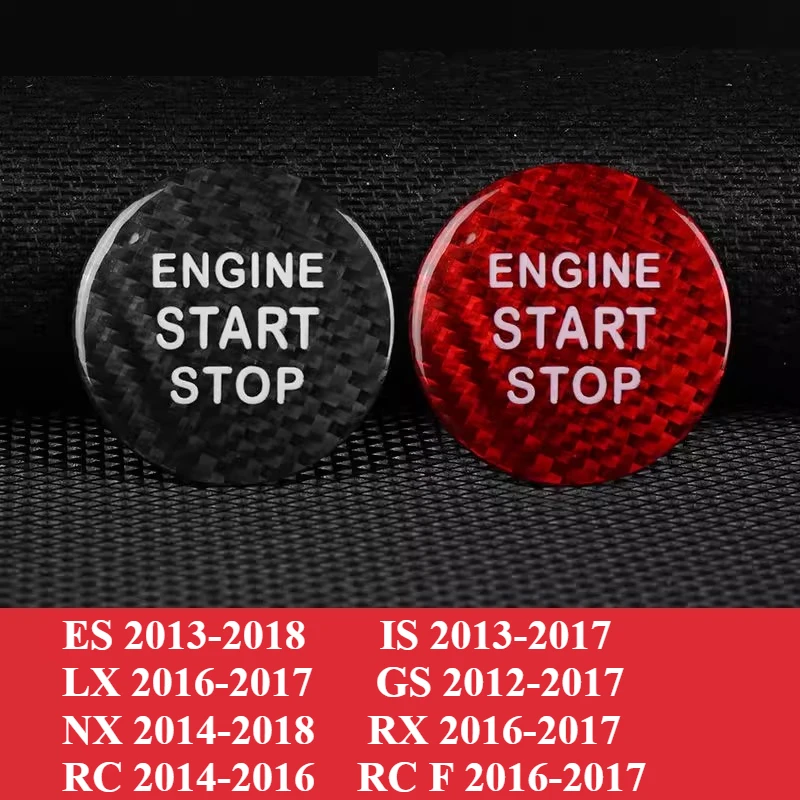 For Lexus ES IS GS NX RX 2011-2017 One-click Start Decorative Sticker Carbon Fiber Button Car Accessories Protective Sticker