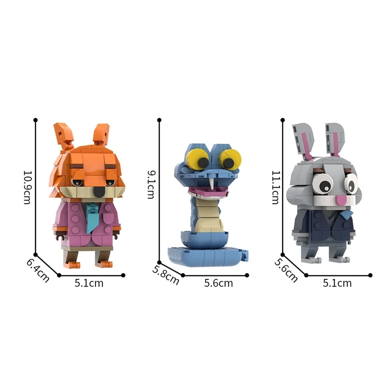 لعبة بناء MOC Zootopia Brickheadz متوافقة مع الطوب الصغير للأطفال والمراهقين ديكور الحفلات هدية الكريسماس 334 قطعة #4