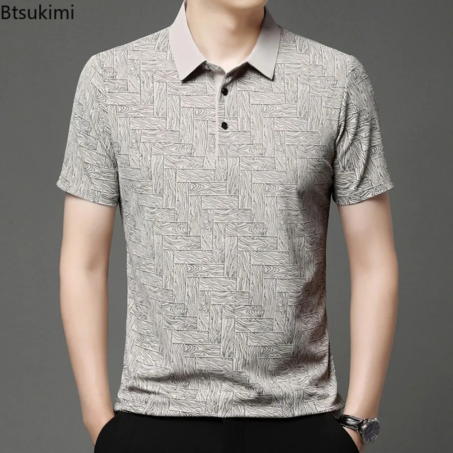 جديد 2025 الرجال الصيف رقيقة قميص بولو بكم قصير قميص موضة بلون تي شيرت غير رسمي للرجال بسيط خفيف الوزن الشارع الشهير الذكور #2