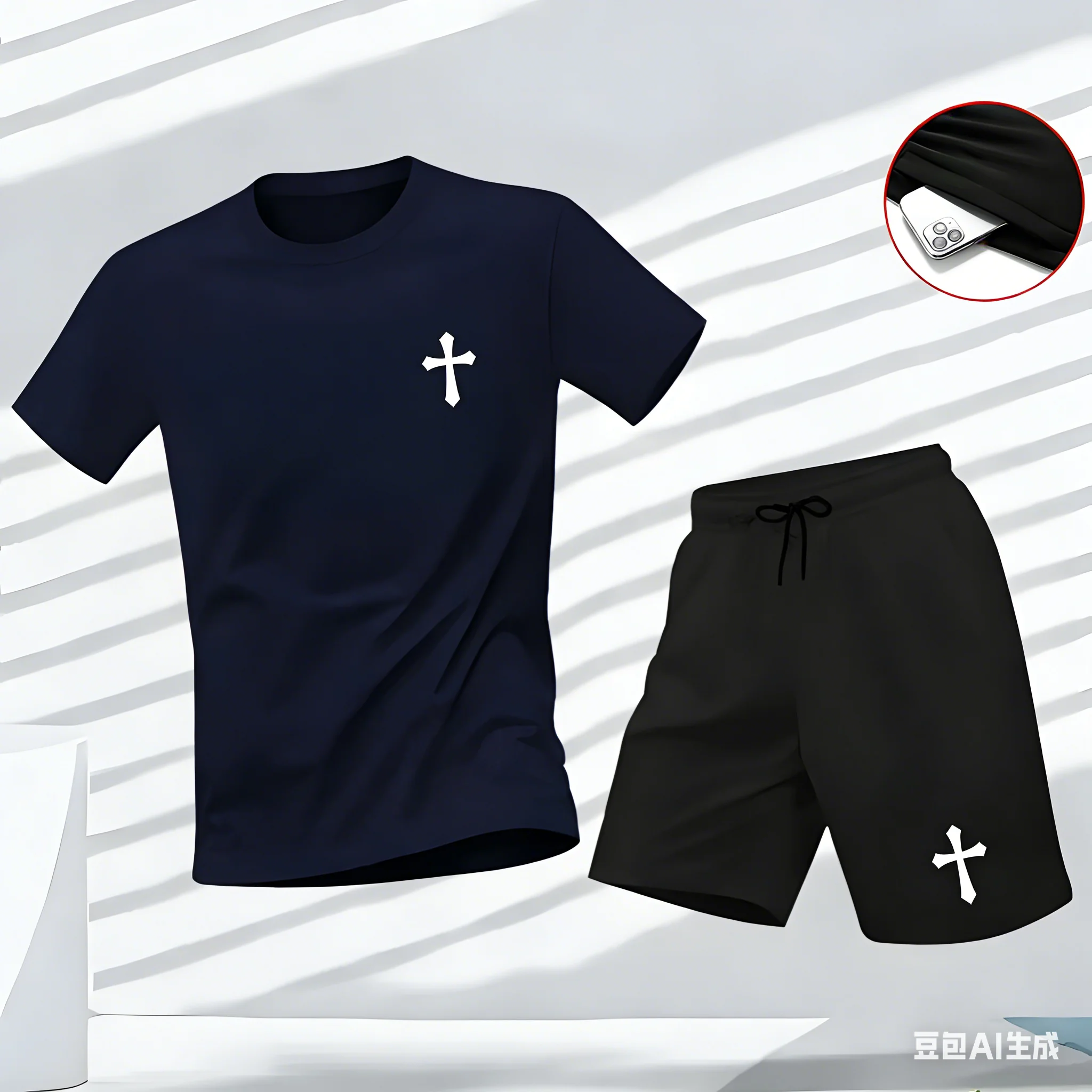 New high-quality men's summer T-shirt Harajuku summer hip-hop men's fitness and sports round-neck top and shorts set fashionable