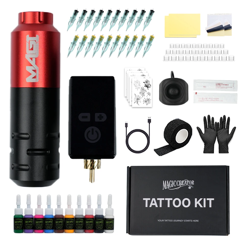 Set de Lápices para Tatuajes Todo en Uno, Set Completo Inalámbrico de Consumibles, Set de Herramientas para Tatuajes, Set de Máquinas para Tatuajes, Set de Lápices Motorizados para Tatuajes, Máquina de Tatuajes Todo en Uno, Set Completo de Herramientas pa