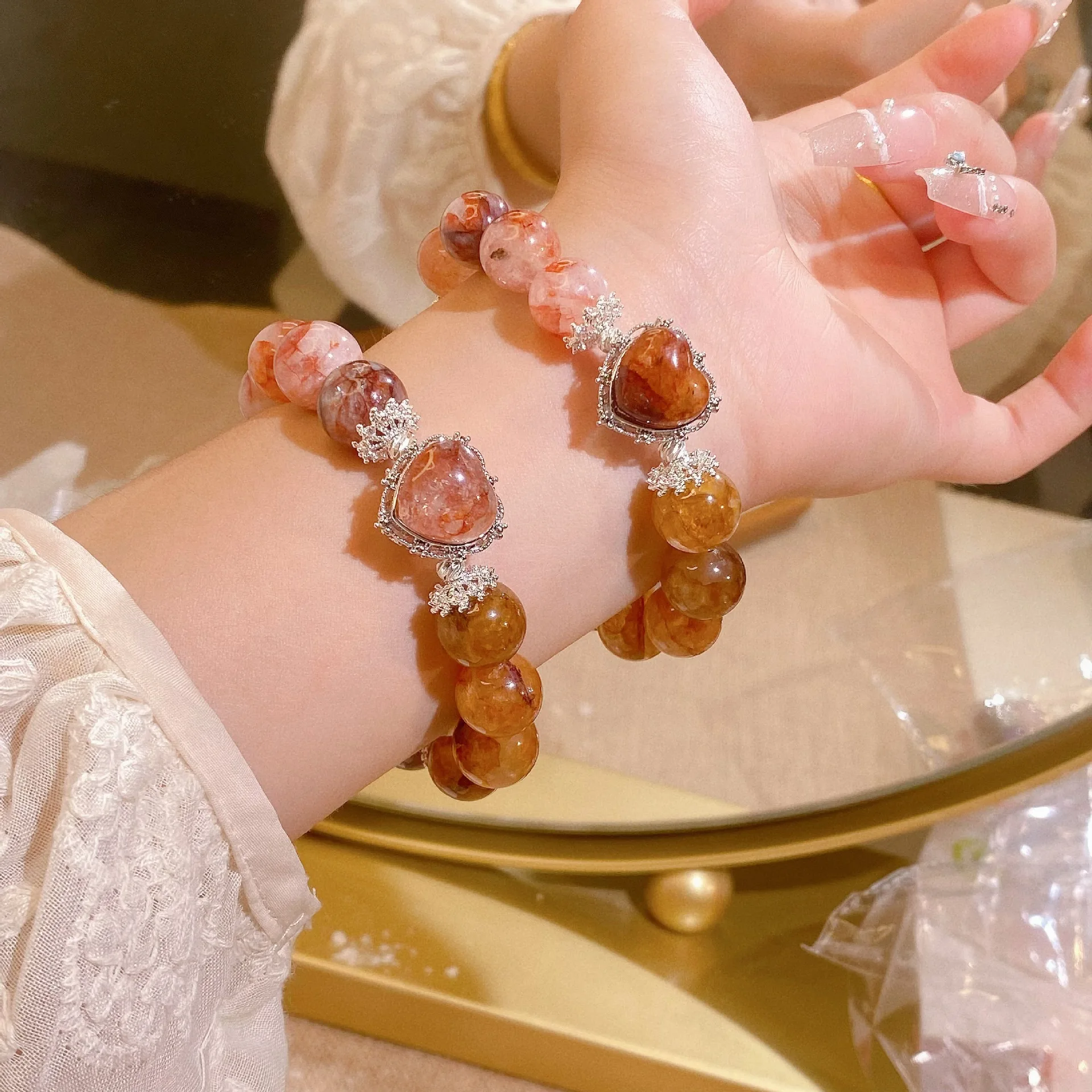 

Natural Yellow Gum Flower Palace Love Hand String Fashion Women s Style Lucky Hand String