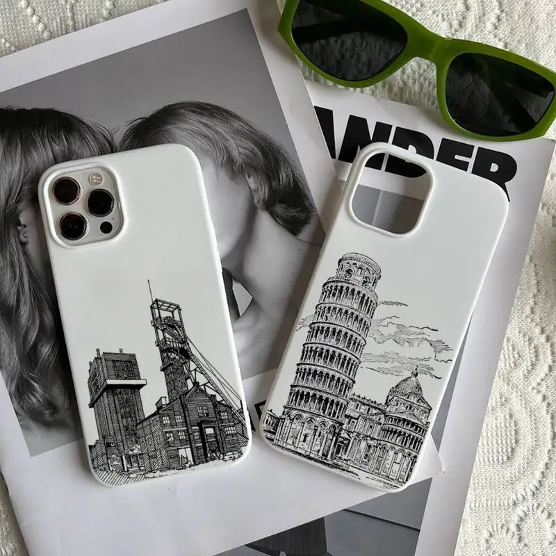 World Famous Historical Landmark Building Phone Case Candy Color for iPhone 14 11 12 13 mini pro X XS XR MAX Plus