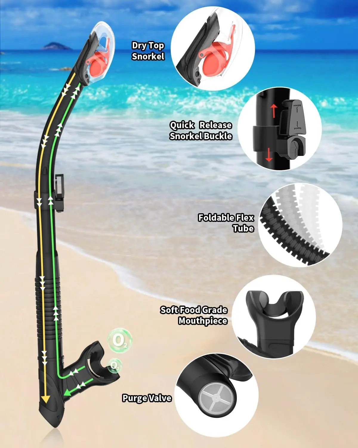 Adult set snorkel, scuba gear,Full Dry Underwater Air Breathing Tube, Hose Gear