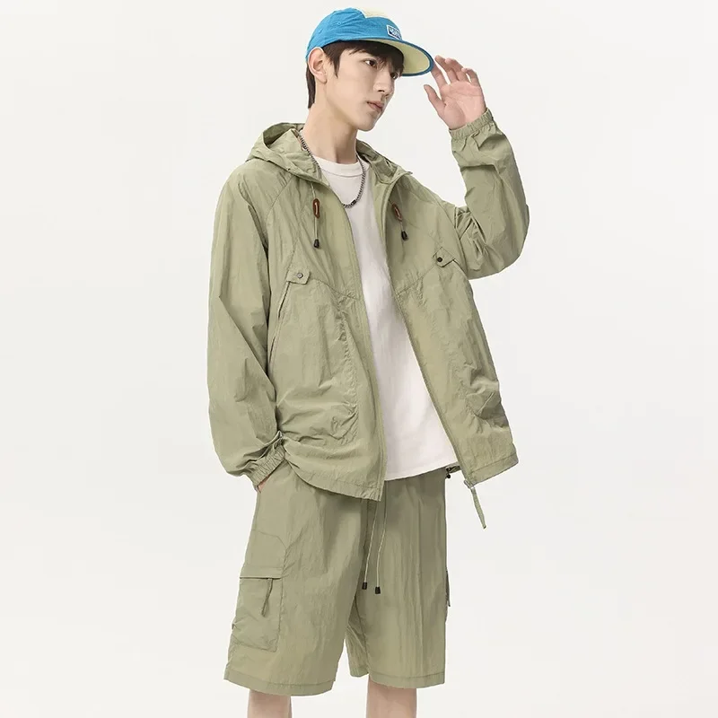 

2025 GL Men's Hooded Sun Protection Clothing Set Breathable Outdoor Fishing Suit Couple Matching Lightweight Summer Wear