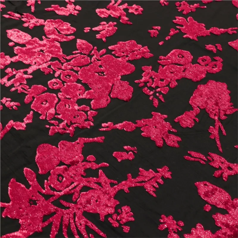 

Woven brocade viscose velvet polyester-polyester semi-bright silk rotted flower and burnt fabric for nightdress cheongsam skirt
