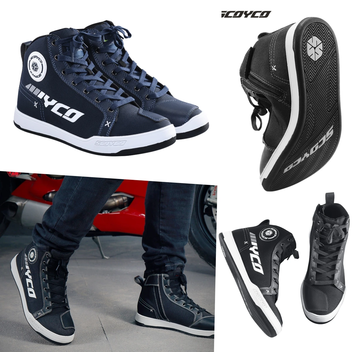 

Scoyco All-Terrain Motorcycle Boots - Professional Waterproof & Anti-Slip Shoes for Motocross, Racing and Casual Use