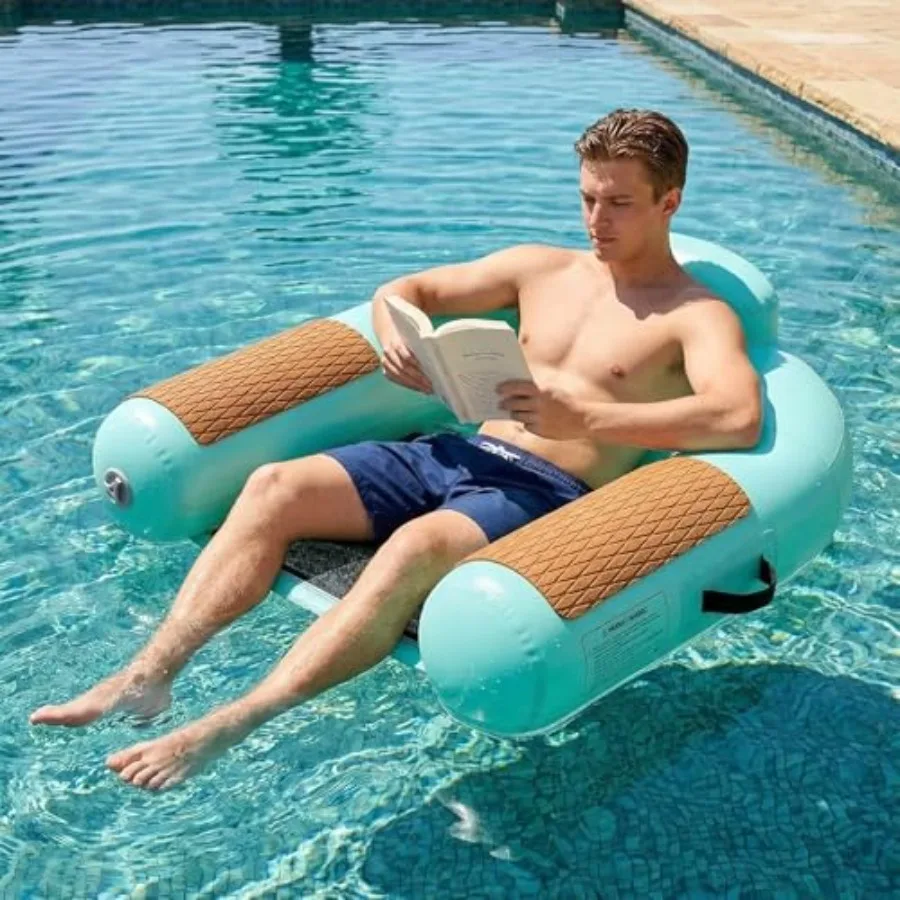 

Premium Inflatable Pool Lounger Floating Chair for Adults Heavy Duty Drop-Stitch Water Hammock with Cooling Mesh EVA Armrests B