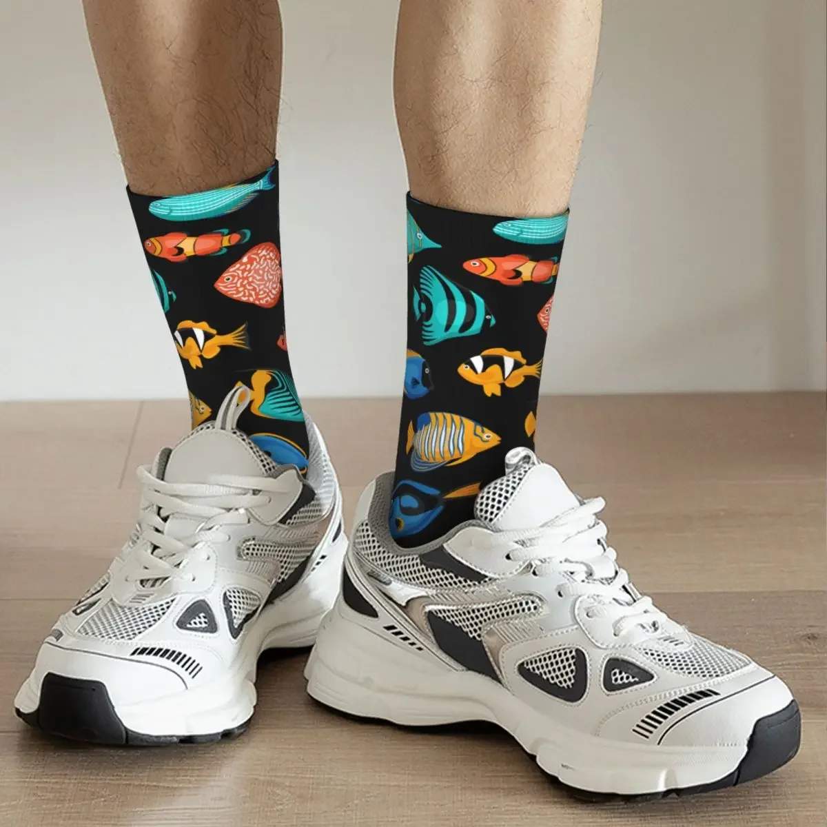 Winter Harajuku Männer Frauen männlich verschiedene bunte tropische Fischs ocken Basketball Socken rutsch feste Laufsport socken