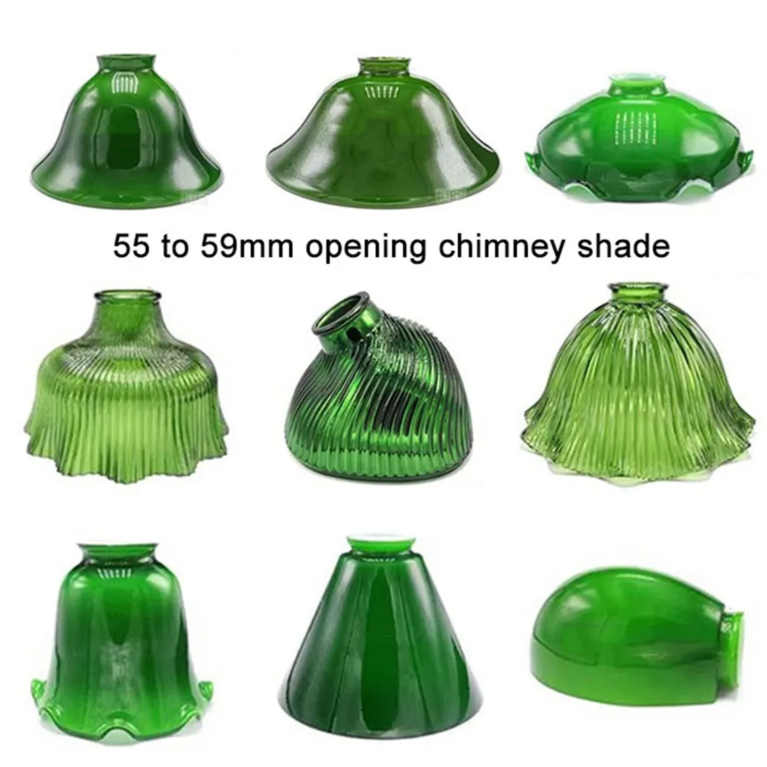 

Decor 55mm to 59mm Opening Green Glass Lamp Shade Replacement with Reverse or Flat Hole Fitter for Floor Light Table Lamp Cover
