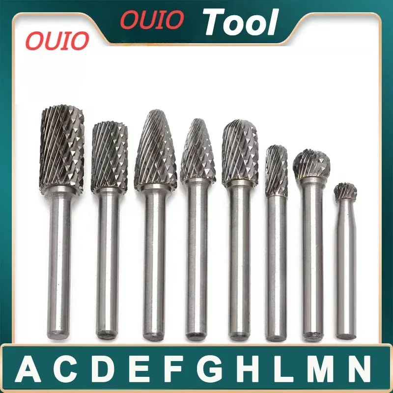 Carbide Rotary Burrs Set A C D E F G H L M 1/4 1/8 Shank Head For Woodworking Drilling Carving Engraving Polishing Rotary Burrs