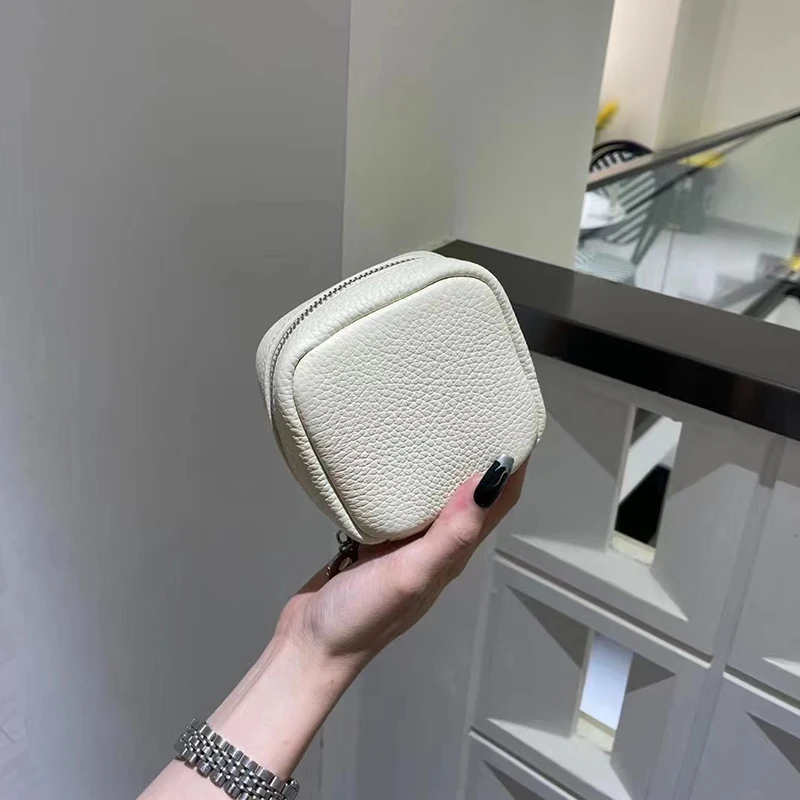 Luxury Square Cosmetic Bag Custom Name Woman Cross-body Bag Lipstick Genuine Leather Chain Clutch Handbag Lady Coin Purse Wallet