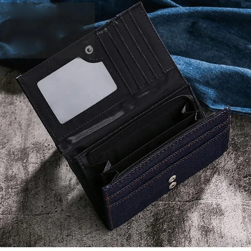 Vintage Herren-Geldbörse, Münztasche, langer Stil, Geldbörse aus Denim-Stoff für Herren, Geldbörse mit Reißverschluss, luxuriöse Clutch-Tasche mit großem Fassungsvermögen, Billetera. – Detail 11