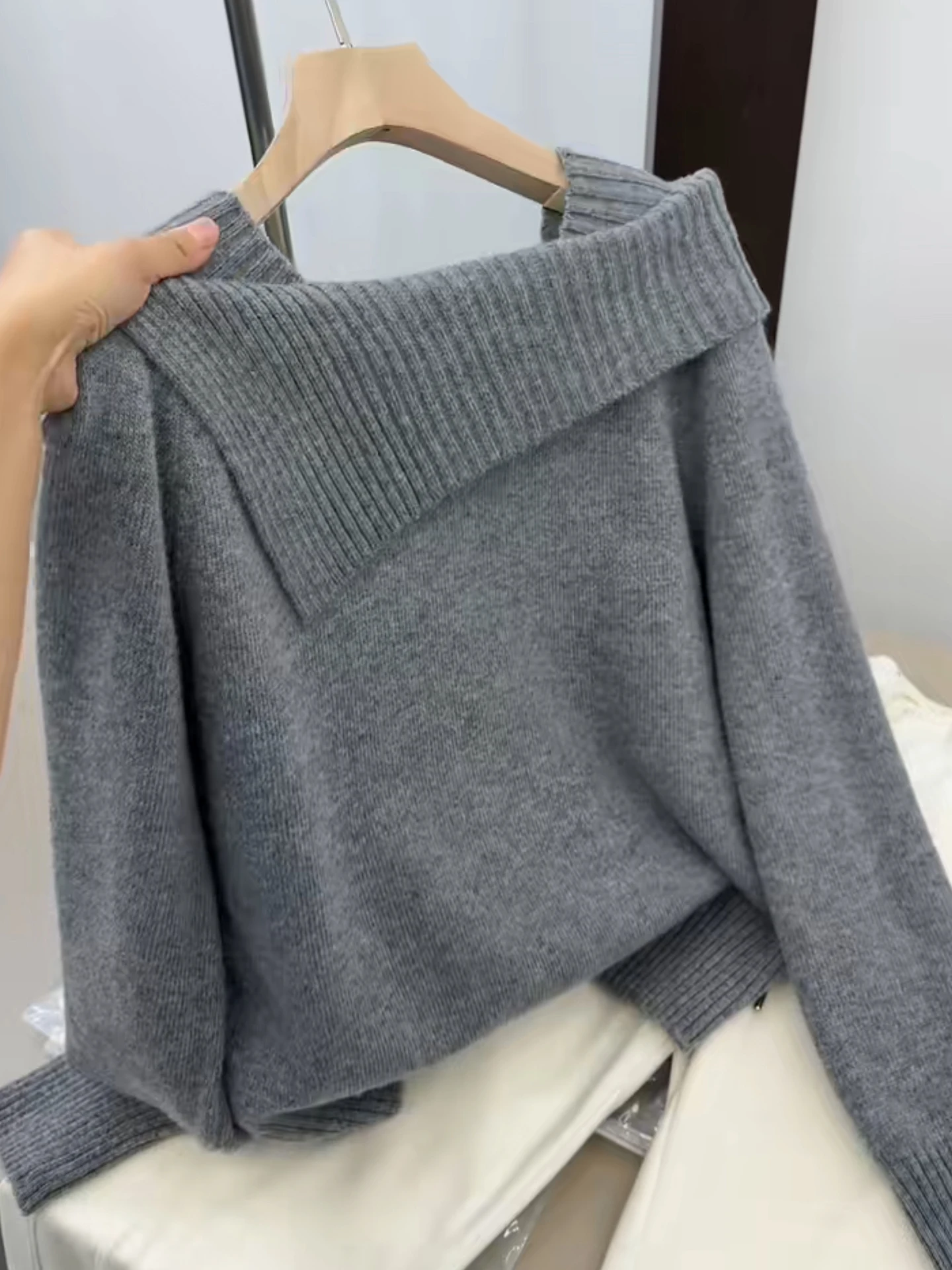 

Ele Pure Color Camere Sweater Long Sve Women's Casual Sle Knitted Top Warm Autumn Faion Korean Loose Fit