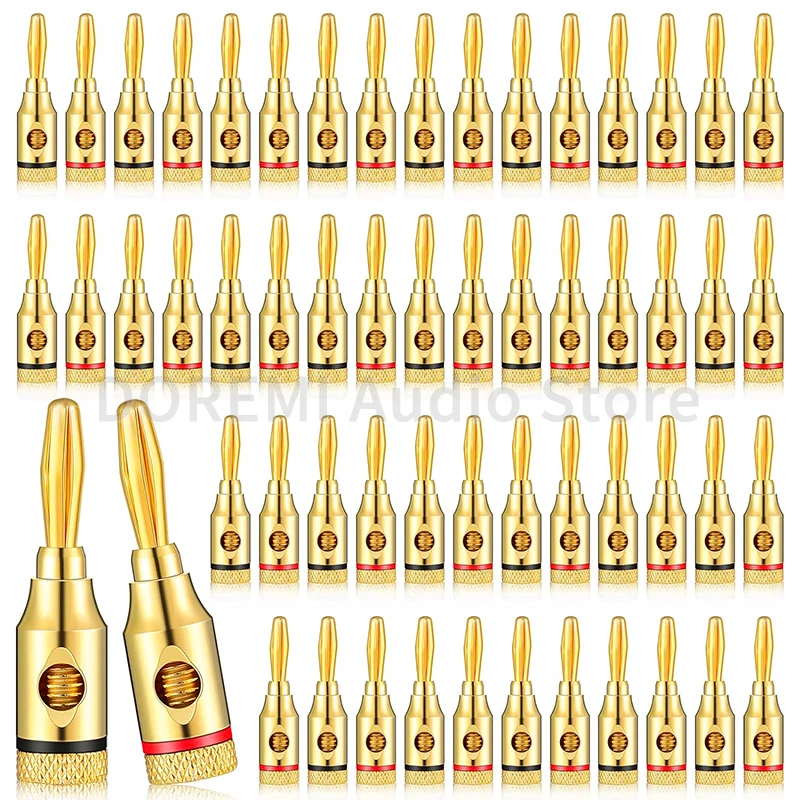 4mm Banana Plug Gold-Plated Copper Musical Cable Wire Audio Speaker Adapter Speaker Amplifier Screw Type Banana Connectors Jack