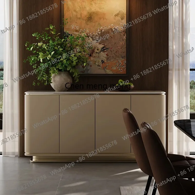

RR Italian-style entrance cabinet baking paint modern simple side cabinet marble mountain decoration foyer